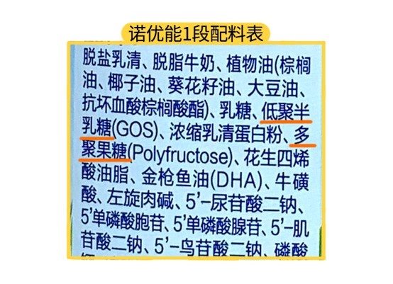 诺优能1段配料表 诺优能1段配料表